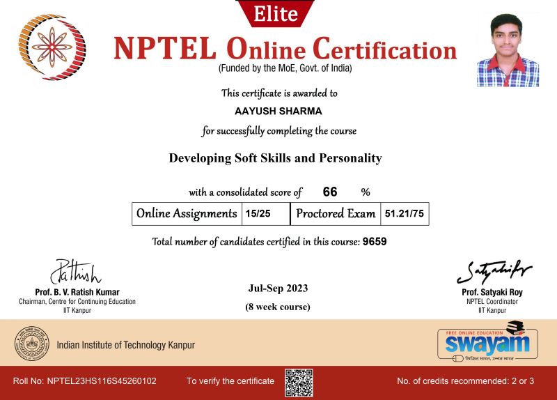 NPTEL Certificate