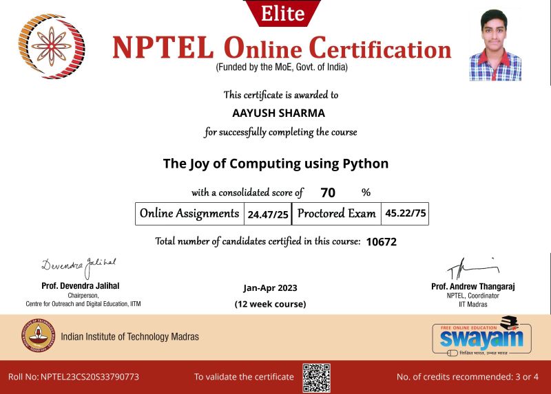 NPTEL Certificate