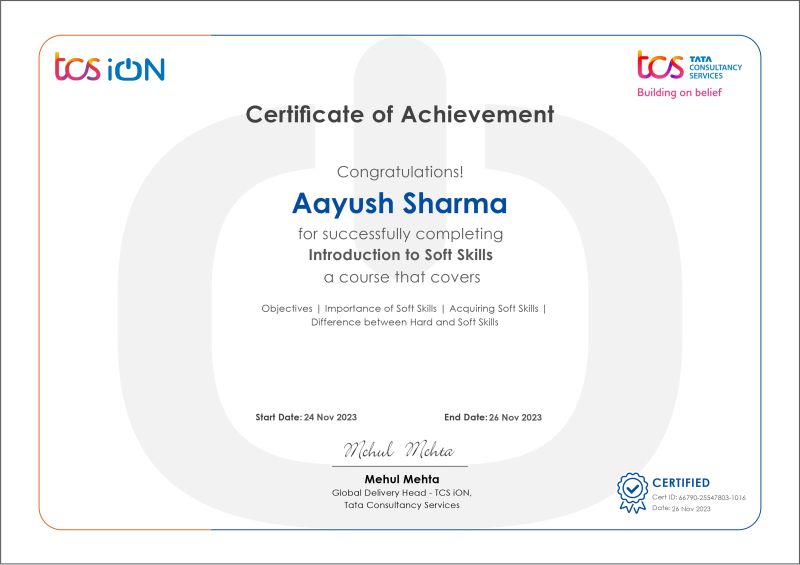 TCS iON Certificate